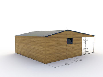 Garaż 7,8×6 z boczną wiatą | dwuspadowy | drewnopodobny