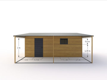 Garaż 7,8×6 z boczną wiatą | dwuspadowy | drewnopodobny