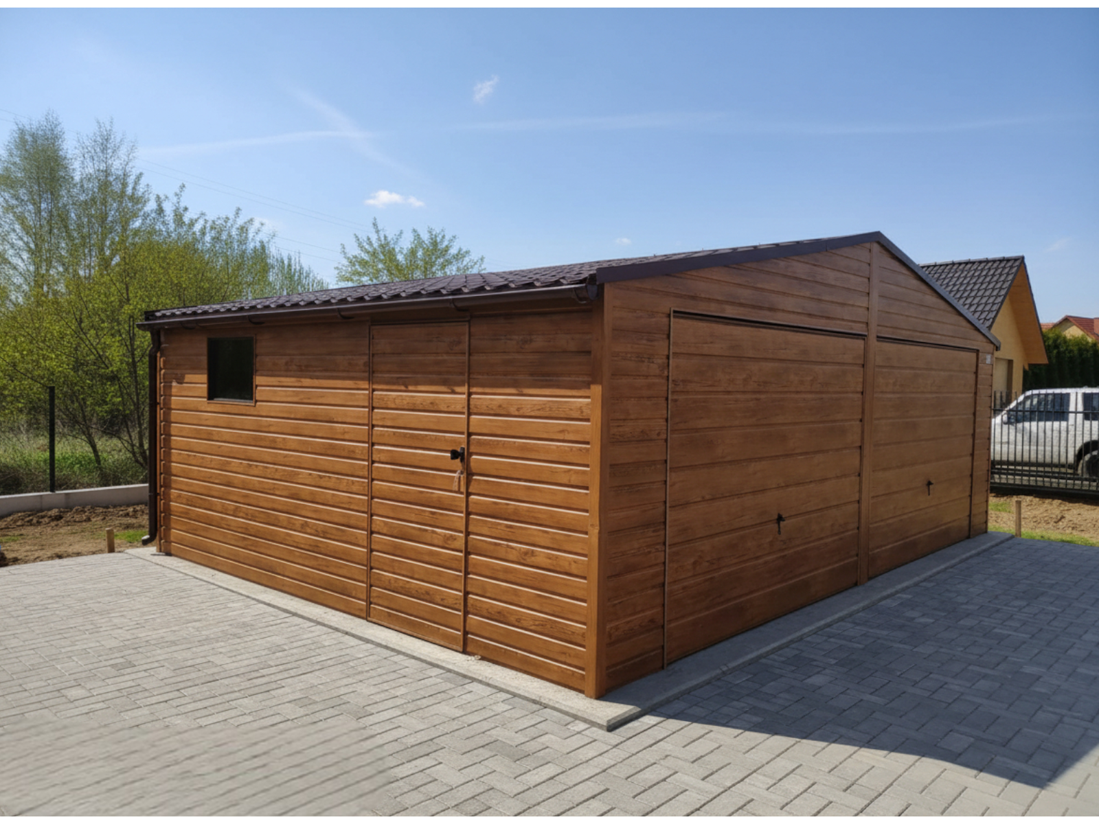 Garaż 7x6m | dwuspadowy | kolor drewnopodobny Garaż 7x6m | dwuspadowy | kolor drewnopodobny