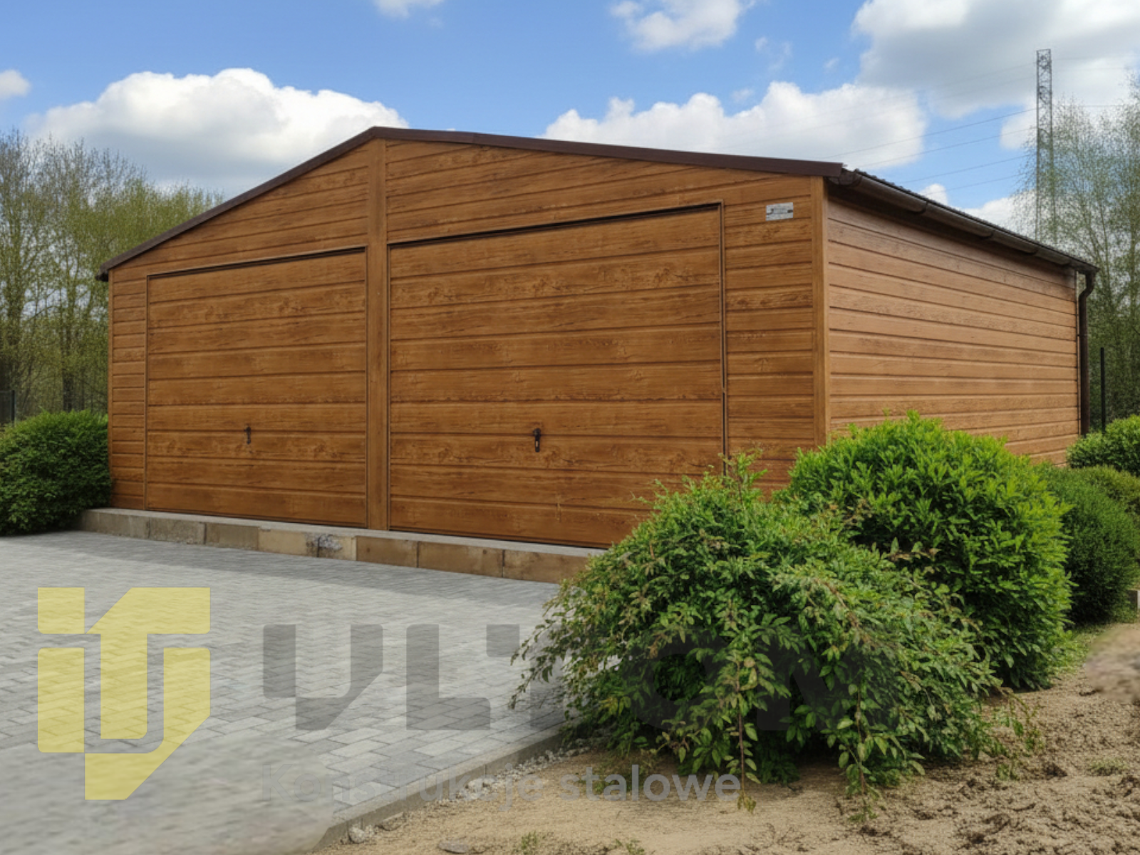 Garaż 7x6m | dwuspadowy | kolor drewnopodobny