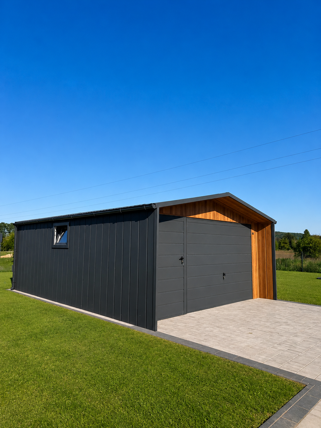 Garaż 4,5m x 6m Dwuspadowy  BTX 7016 Antracyt Mat + winchester